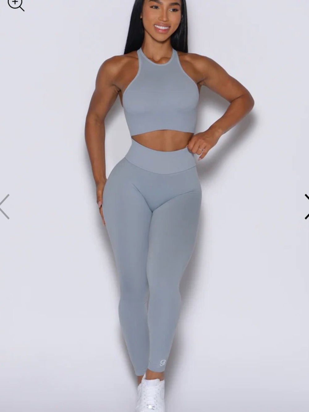 High-Waist Seamless Leggings & Racer Crop Set color: carbon